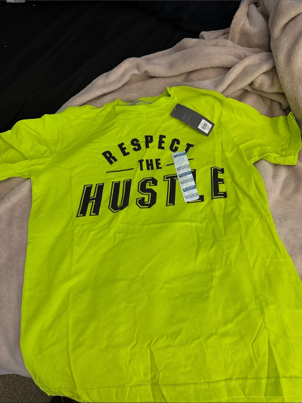5/$25 Respect The Hustle Kids T-Shirt - Neon Lime